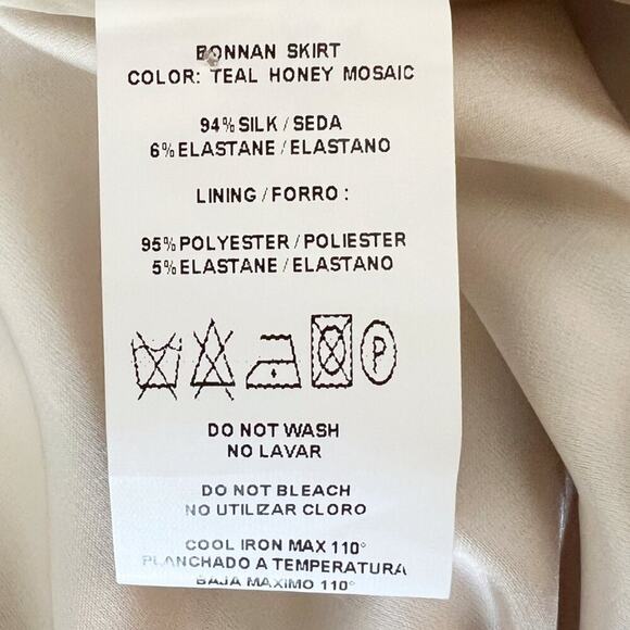 Silvia Tcherassi Bonnan Silk Wrap Skirt Teal Honey Mosaic Print S - Picture 7 of 8